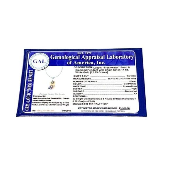 Diamond Fresh Water Pearl Necklace Baroque 14k Gold Italy Certified $3950 914368 - Picture 8 of 8